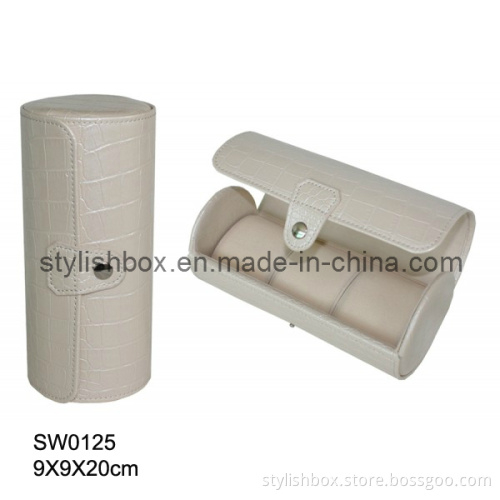 Cylinder Shape Watch Box with 3 Slots (SW0125)